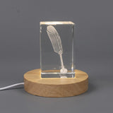 Vintage Style 3D Engraved Crystal Feather Pen — Made in Canada - Custom Award From A&B Crystal Collection