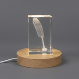 Recognition Vintage Style 3D Engraved Crystal Feather Pen - Elegant Trophy Award Writing Instrument - Custom Award From A&B Crystal Collection