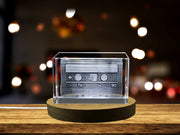 Vintage Style 3D Engraved Crystal Cassette Tape Charm - Nostalgic Music Lover's Gift