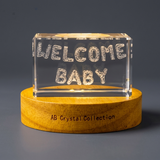 Welcome Baby 3D Engraved Crystal Gift - Elegant Nursery Decor - Custom Award From A&B Crystal Collection