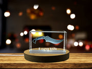 Recognition S Curve Knife with Artistic 3D Crystal Engraving & LED Display Base