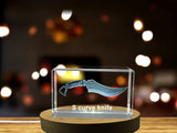 Recognition S Curve Knife with Artistic 3D Crystal Engraving & LED Display Base - Custom Award From A&B Crystal Collection