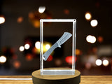 Recognition Unique 3D Engraved Crystal Sheepfoot Knife Design - Free LED Base Light, Gift Boxed - Custom Award From A&B Crystal Collection