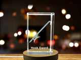 Recognition Hook Sword With Intricate 3D Crystal Engravings - Authentic Wushu Weapon Replica - Custom Award From A&B Crystal Collection