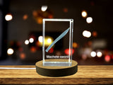Recognition Unique 3D Engraved Crystal Machete Sword With LED Base - Artistic Keepsake Gift