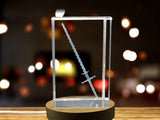 Flamberge Sword Crystal Recognition Art With 3D Engraving & LED Base Gift Box - Custom Award From A&B Crystal Collection