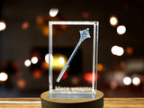 Recognition 3D Engraved Crystal Mace - Exquisite Fantasy Display with LED Base Light - Custom Award From A&B Crystal Collection
