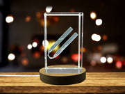 Recognition Intricately Engraved Nunchaku Crystal Art Gift with LED Base - Perfect for Martial Arts Enthusiasts