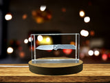 Reverse Tanto Knife Recognition - Engraved Crystal Collectible with LED Base Light - Custom Award From A&B Crystal Collection