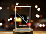 3D Engraved Crystal Jutte Recognition - Exquisite Martial Arts Weapon Display with LED Base Light - Custom Award From A&B Crystal Collection