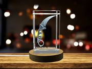 3D Engraved Crystal Ninja Knife Recognition - Exquisite Decorative Artistry with LED Base Light