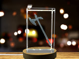 3D Engraved Crystal Battle Axe Recognition - Exquisite Decorative Piece for Viking History Enthusiasts - Custom Award From A&B Crystal Collection