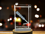 Recognition 3D Engraved Crystal Macuahuitl - Exquisite Aztec Weapon Replica with LED Base - Custom Award From A&B Crystal Collection