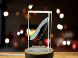 Nessmuk Knife Recognition - 3D Engraved Crystal Gift with LED Base Light - Custom Award From A&B Crystal Collection