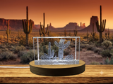 3D Engraved Crystal Cactus with LED Base Light, Elegant Keepsake Gift - Custom Award From A&B Crystal Collection