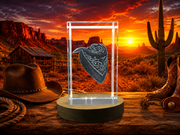 Recognition Classic Western 3D Engraved Crystal Cowboy Bandana with LED Base - A&B Crystal Collection