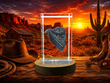 Cowboy bandana — 3D laser-engraved crystal keepsake, Made in Canada