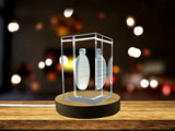 Recognition Premium 3D Engraved Crystal Water Bottle with LED Base – Stylish Hydration Essential - Custom Award From A&B Crystal Collection