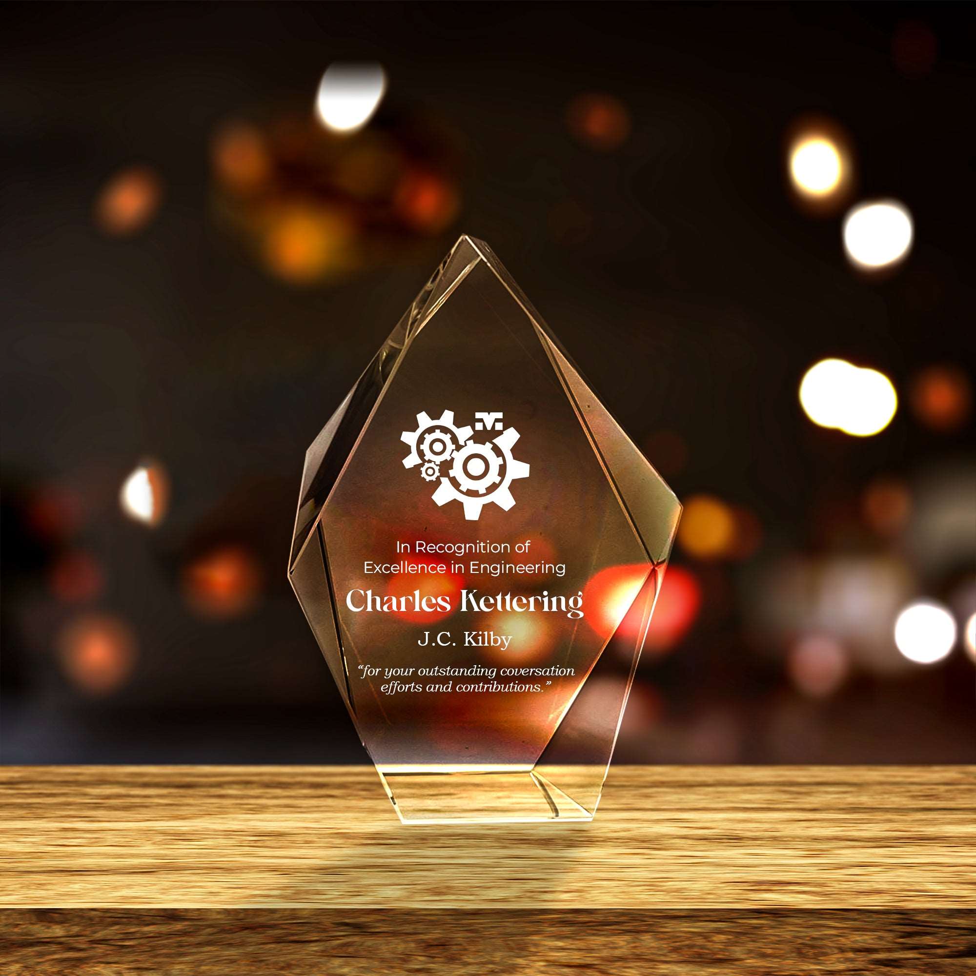 Best Employee of the Month 3D Engraved Crystal Gift - Iceberg AB Crystal Collection