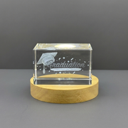 3D Engraved Crystal Graduation Gift: Congratulations Graduates, Made in Canada