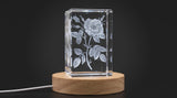 3D Engraved Rose 3D Engraved Crystal Keepsake Award — Made in Canada - Custom Award From A&B Crystal Collection