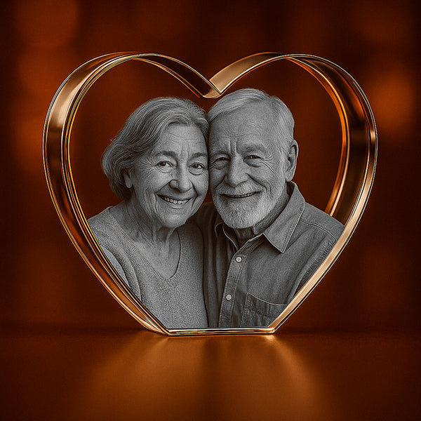 Large Heart 3D Crystal Photo Gift - Custom Award From A&B Crystal Collection
