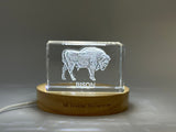 Unique 3D Engraved Crystal Bison Trophy Award with Recognition - Perfect for Nature Enthusiasts - Custom Award From A&B Crystal Collection