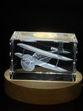 Tailwheel Plane Engraved Crystal - A Special Gift for Aviation Nostalgics and Aircraft Buffs