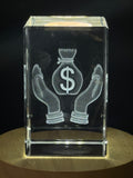 Save Money 3D Engraved Crystal Gift – Unique Budgeting & Wealth Management Keepsake