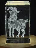 Goat Zodiac Sign 3D Engraved Crystal - Elegant Decor Gift