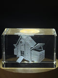 3D Engraved Crystal Hen Coop Thoughtful Decor Gift