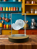 Peach Fruit 3D Engraved Crystal Trophy Award With LED Base Light - Recognition Gift