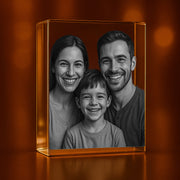 3D Engraved Crystal Photo Keepsake (Large Rectangle 3x5x2.5 in) - Ideal Gift for Birthdays, Weddings, and Special Moments