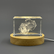 3D Crystal Sculpture of a Camping Flashlight