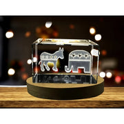 Political Animals Subsurface Engraved Crystal Novelty Decor