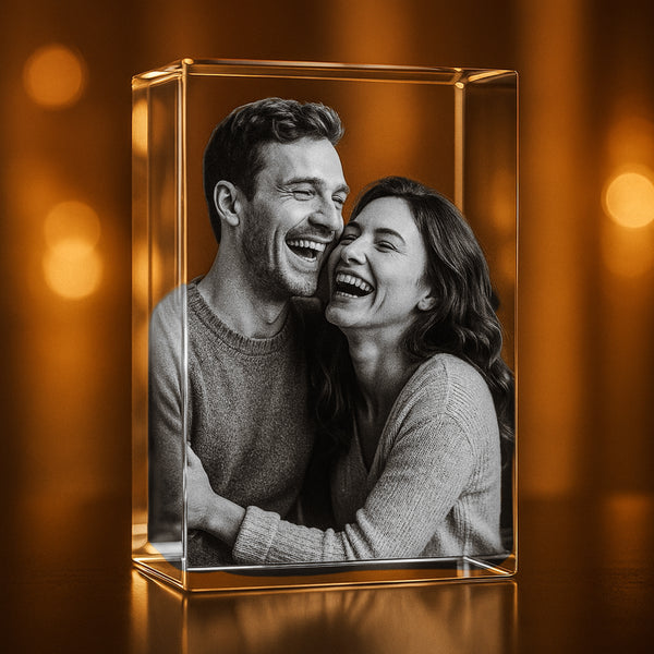 Small Rectangle 3D Crystal Photo Gift - Custom Award From A&B Crystal Collection