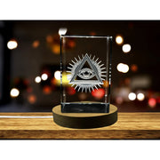 All-Seeing Eye 3D Engraved Crystal Keepsake with LED Base Light - Made in Canada