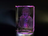 Personalized 3D Crystal Photo Gifts - Made in Canada Rectangle Small With multicolor rotating led base A&B Crystal Collection