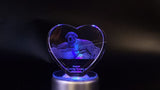 Pet Personalized 3D Crystal - Customizable Sizes & Shapes Heart Small With multicolor rotating led base A&B Crystal Collection