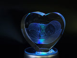 Personalized 3D Crystal Photo Gifts - Made in Canada Heart Small With multicolor rotating led base A&B Crystal Collection