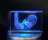 Personalized 3D Crystal Photo Gifts - Made in Canada Rectangle Medium With multicolor rotating led base A&B Crystal Collection