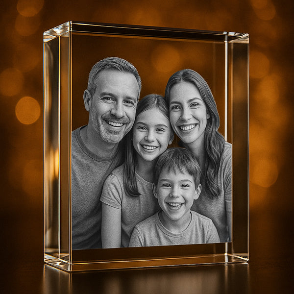 XL Rectangle 3D Crystal Photo Gift - Custom Award From A&B Crystal Collection