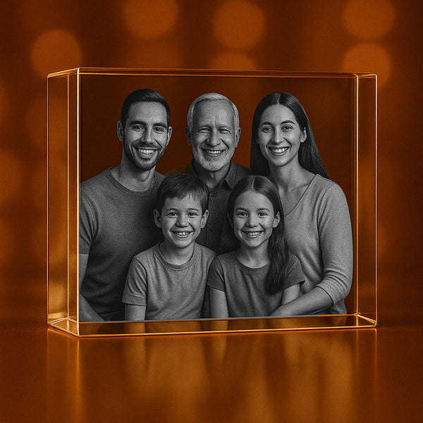XXL Rectangle 3D Crystal Photo Gift - Custom Award From A&B Crystal Collection