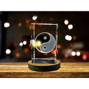 Yin Yang 3D Engraved Crystal Decor with LED Base Light