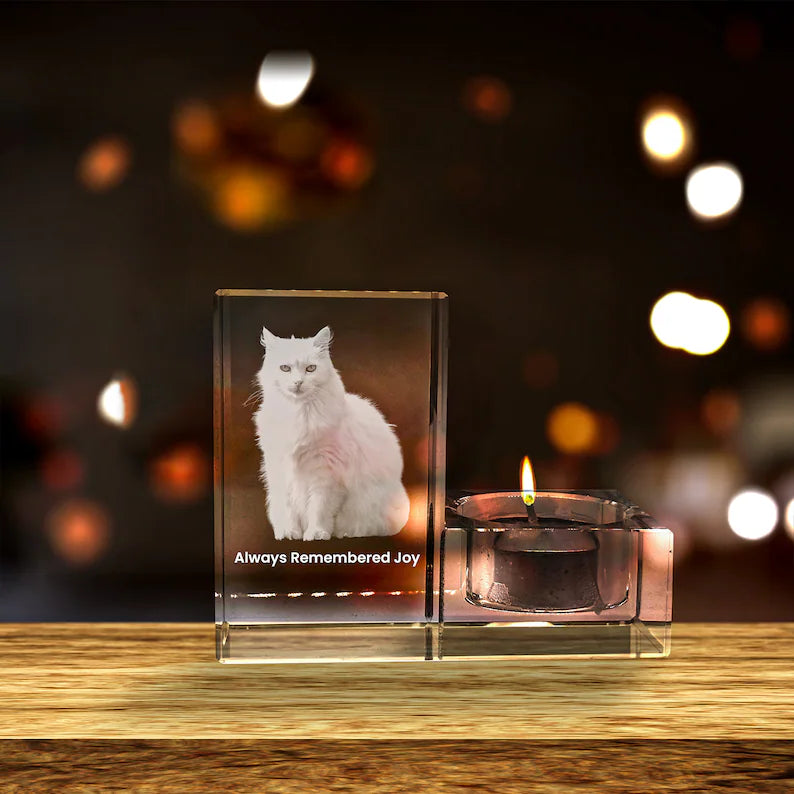 3D Crystal Personalized Pet Candle Holder | Handcrafted in Canada | Mesmerizing Illumination | Sustainable & Ethical | 3.8 x 2.3 x 2 Inches AB Crystal Collection