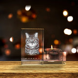 3D Crystal Personalized Pet Candle Holder | Mesmerizing Illumination | Sustainable & Ethical | 3.8 x 2.3 x 2 Inches