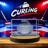 Curling Stone Trophy Award Gift 3D Engraved Crystal — Made in Canada - Custom Award From A&B Crystal Collection