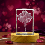 Love Is In The Air 3D Crystal Award Trophy - Elegant Keepsake Gift With LED Base