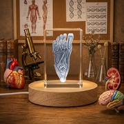 3D Engraved Crystal Foot Trophy Award with LED Base - Recognition of Strength and Inspiration