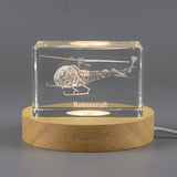 Rotorcraft Plane Engraved 3D Engraved Crystal — Made in Canada